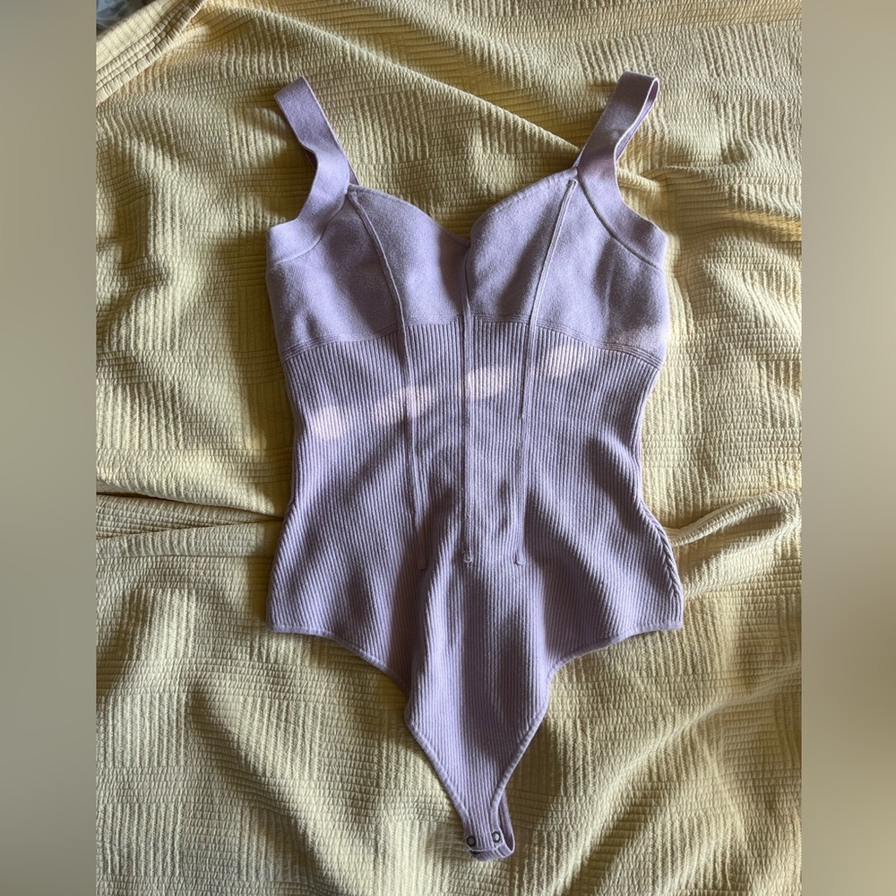 Abercrombie & Fitch Lavender Ribbed Bodysuit XL Stretch Knit